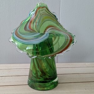 Green Swirl Glass Art Piece